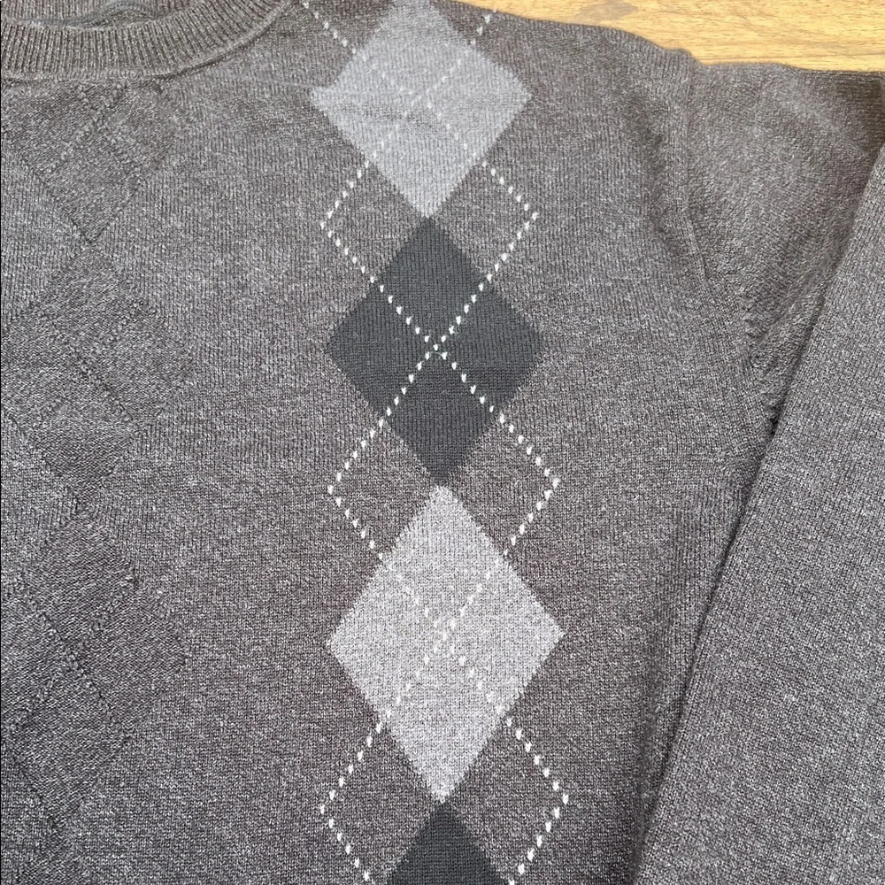 Men’s Argyle Pullover Sweater Vintage Preppy Knit Diamond Pattern Soft Casual